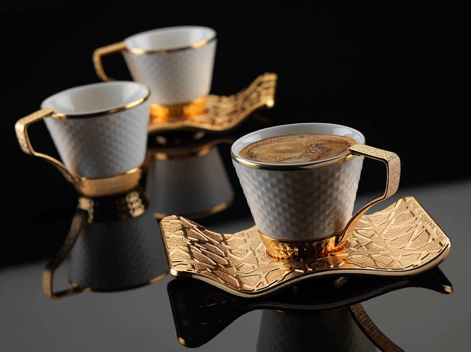Selçuklu Tırtıklı Kahve Seti-Gold Teknobutik.com'da