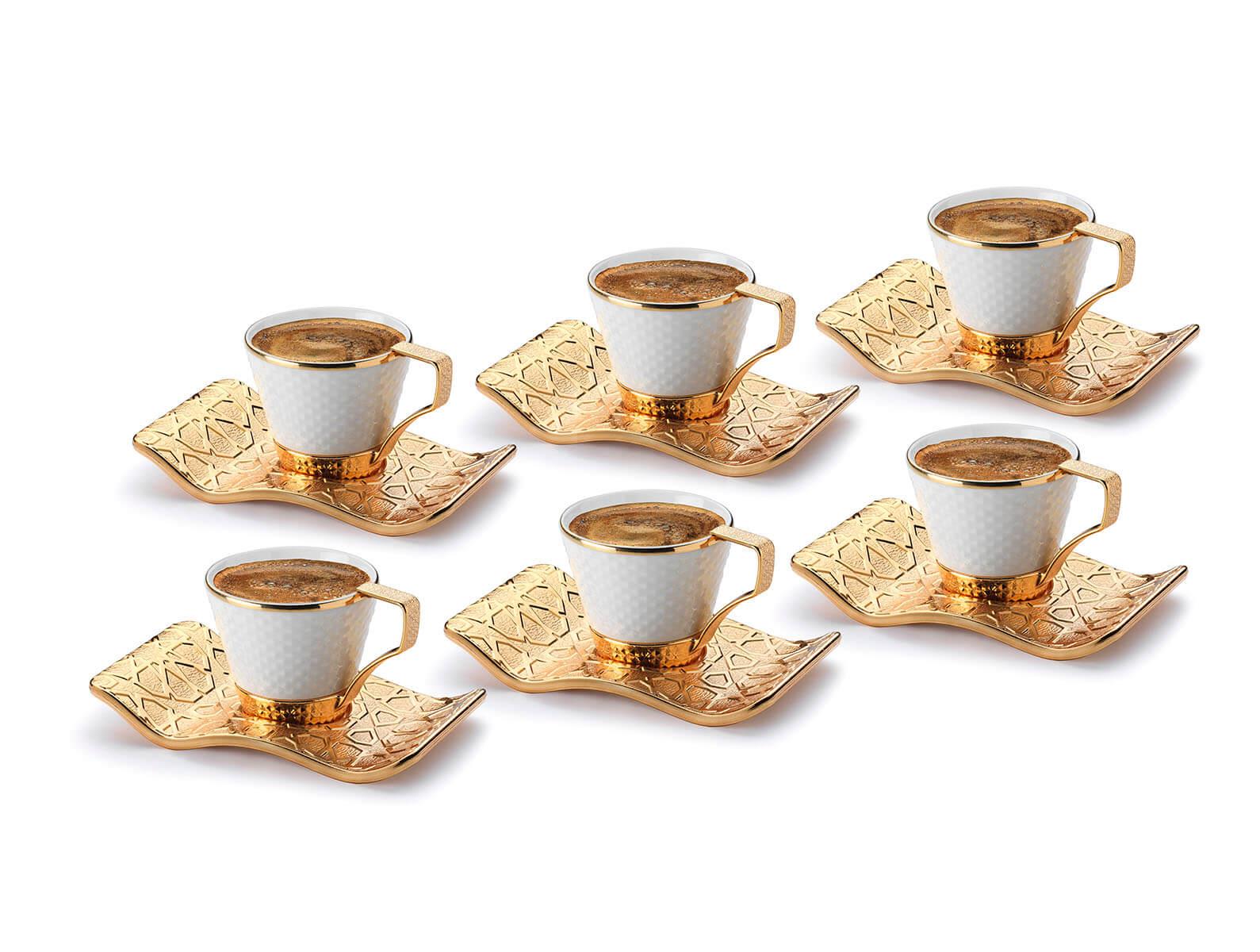 Selçuklu Tırtıklı Kahve Seti-Gold Teknobutik.com'da