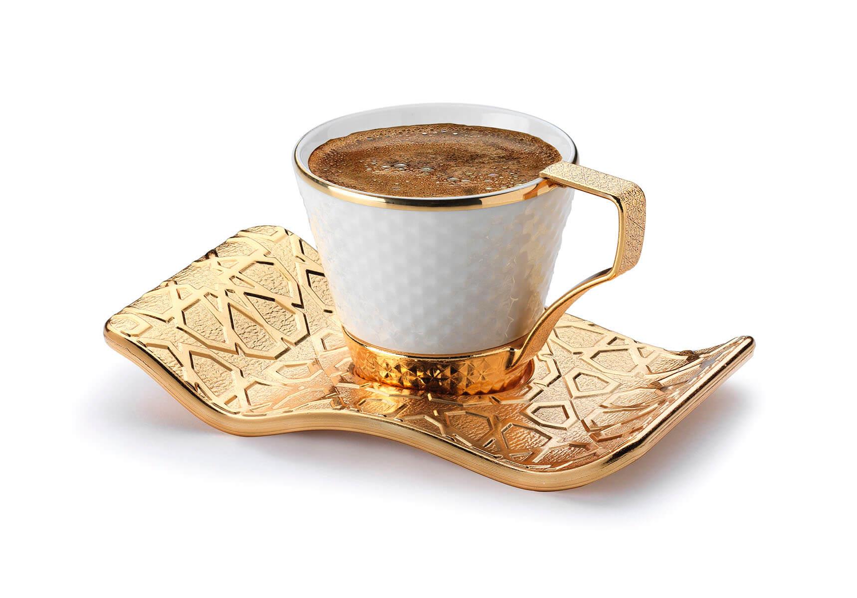 Selçuklu Tırtıklı Kahve Seti-Gold Teknobutik.com'da