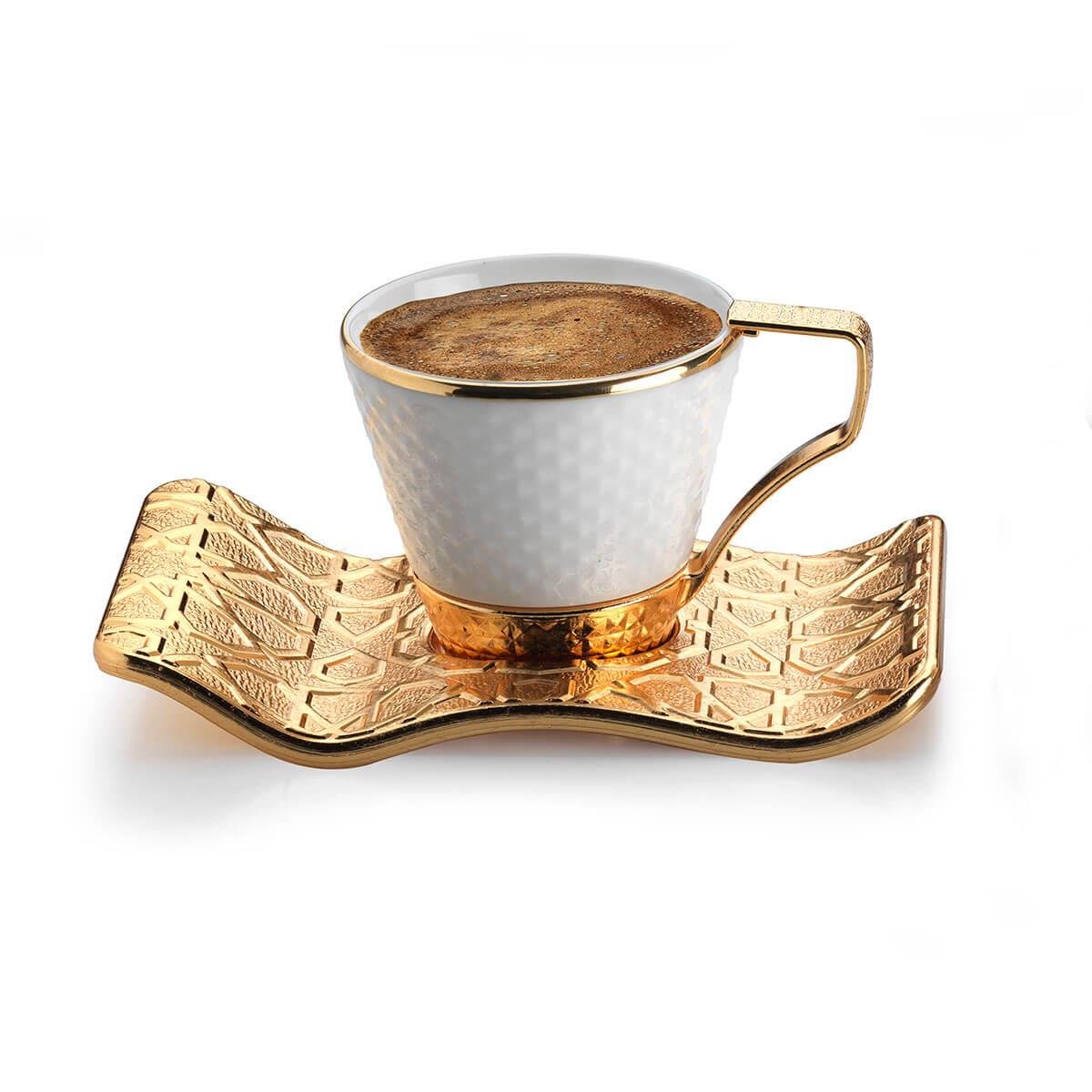 Selçuklu Tırtıklı Kahve Seti-Gold Teknobutik.com'da