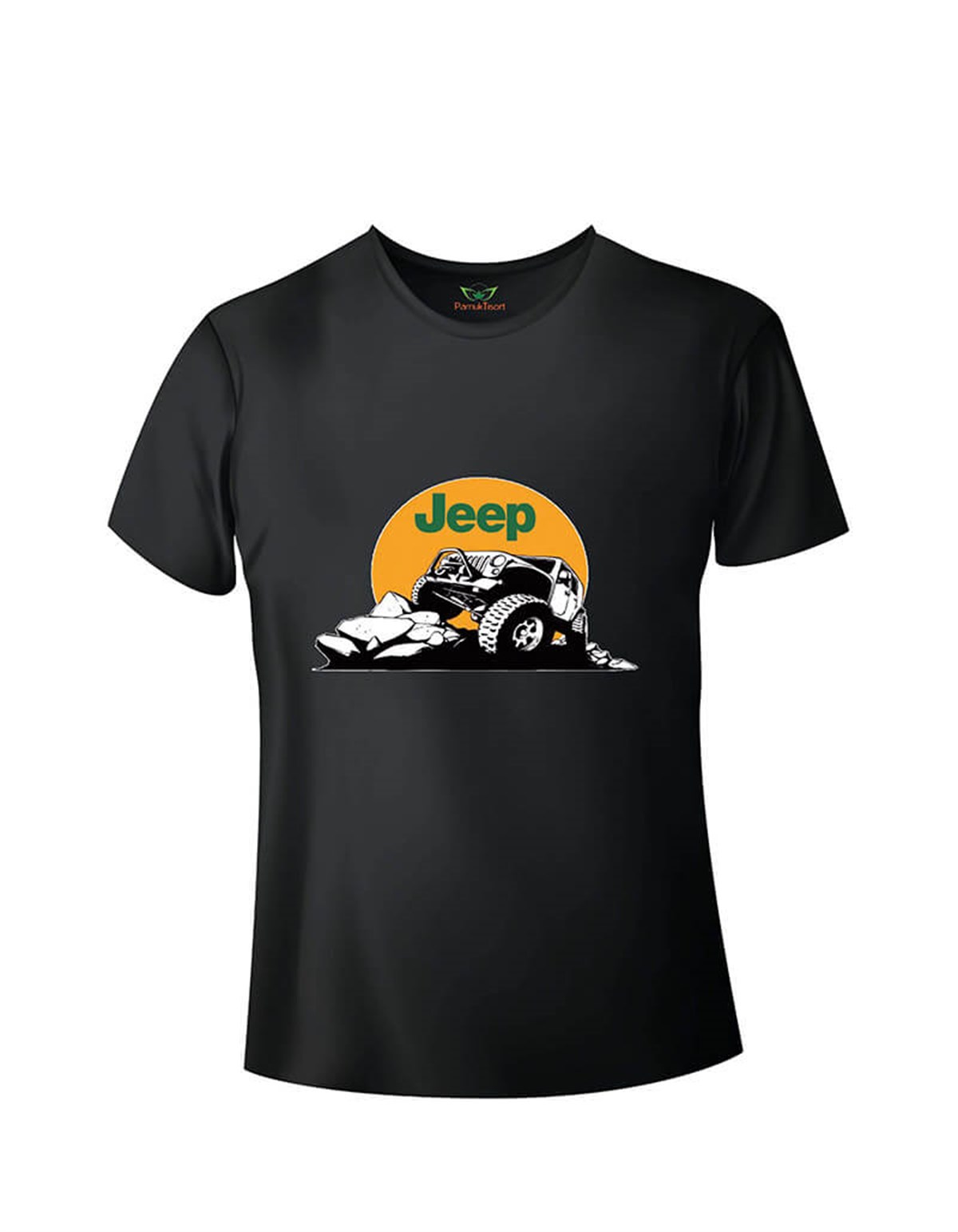 Tırmanan Jeep Slim Fit Bisiklet Yaka T-shirt