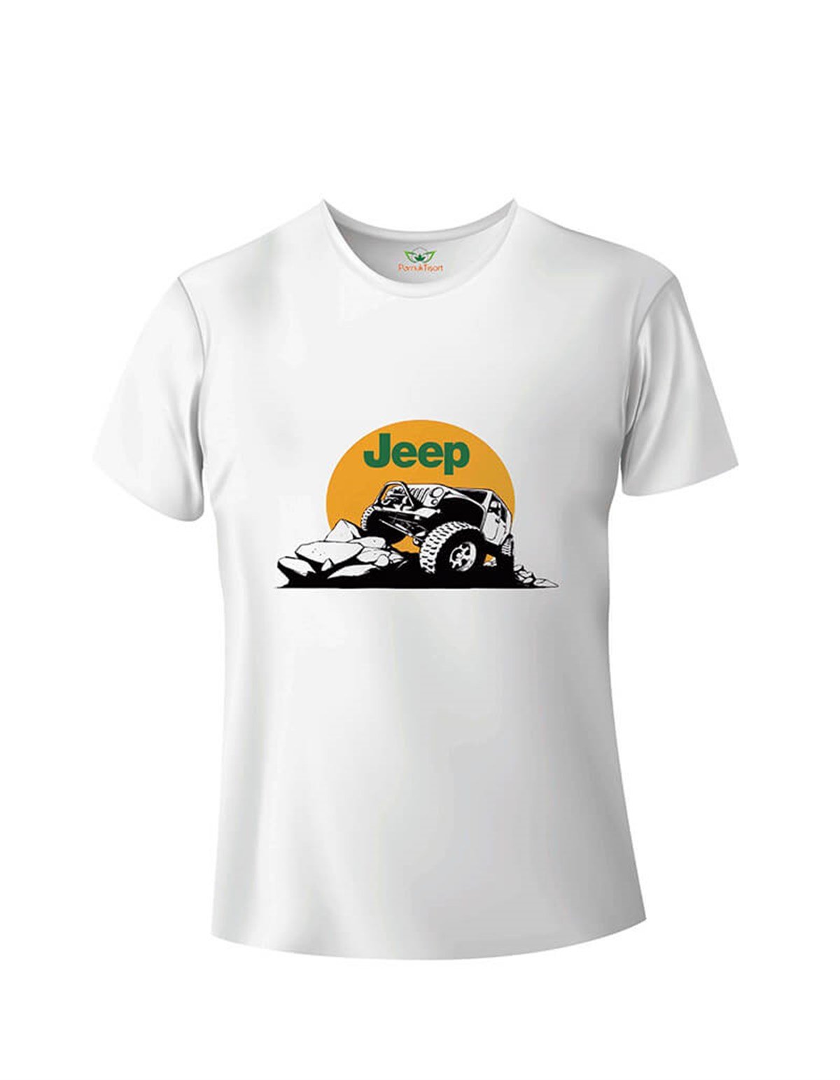 Tırmanan Jeep Slim Fit Bisiklet Yaka T-shirt