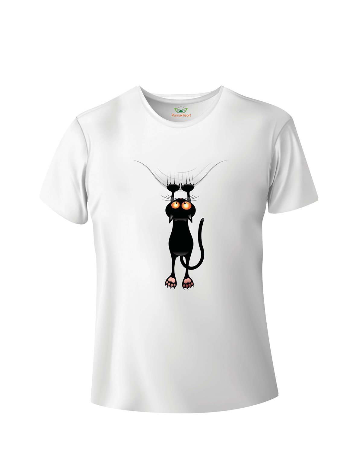 Tırmanan Kedi Baskılı Basic Tshirt