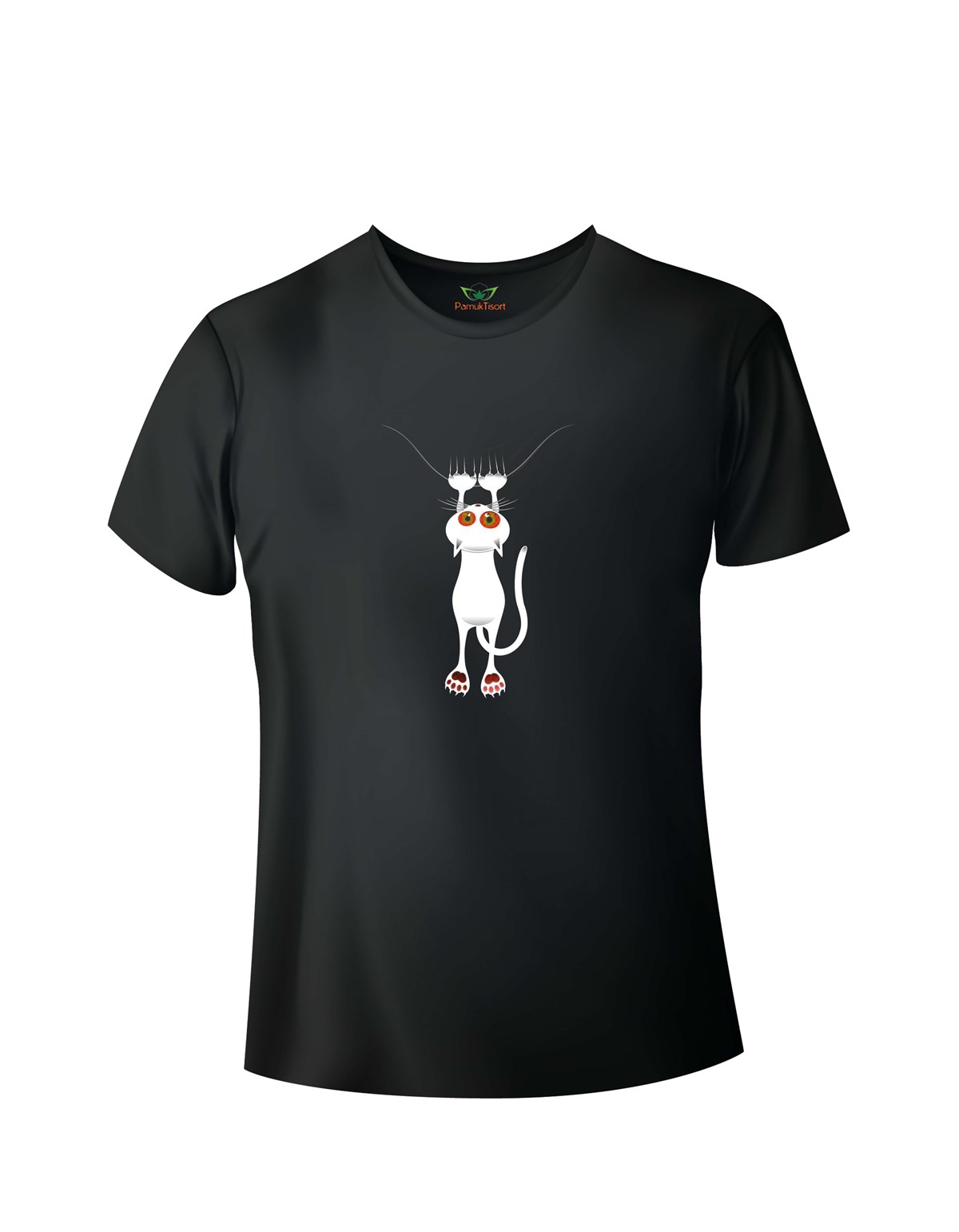 Tırmanan Kedi Baskılı Basic Tshirt