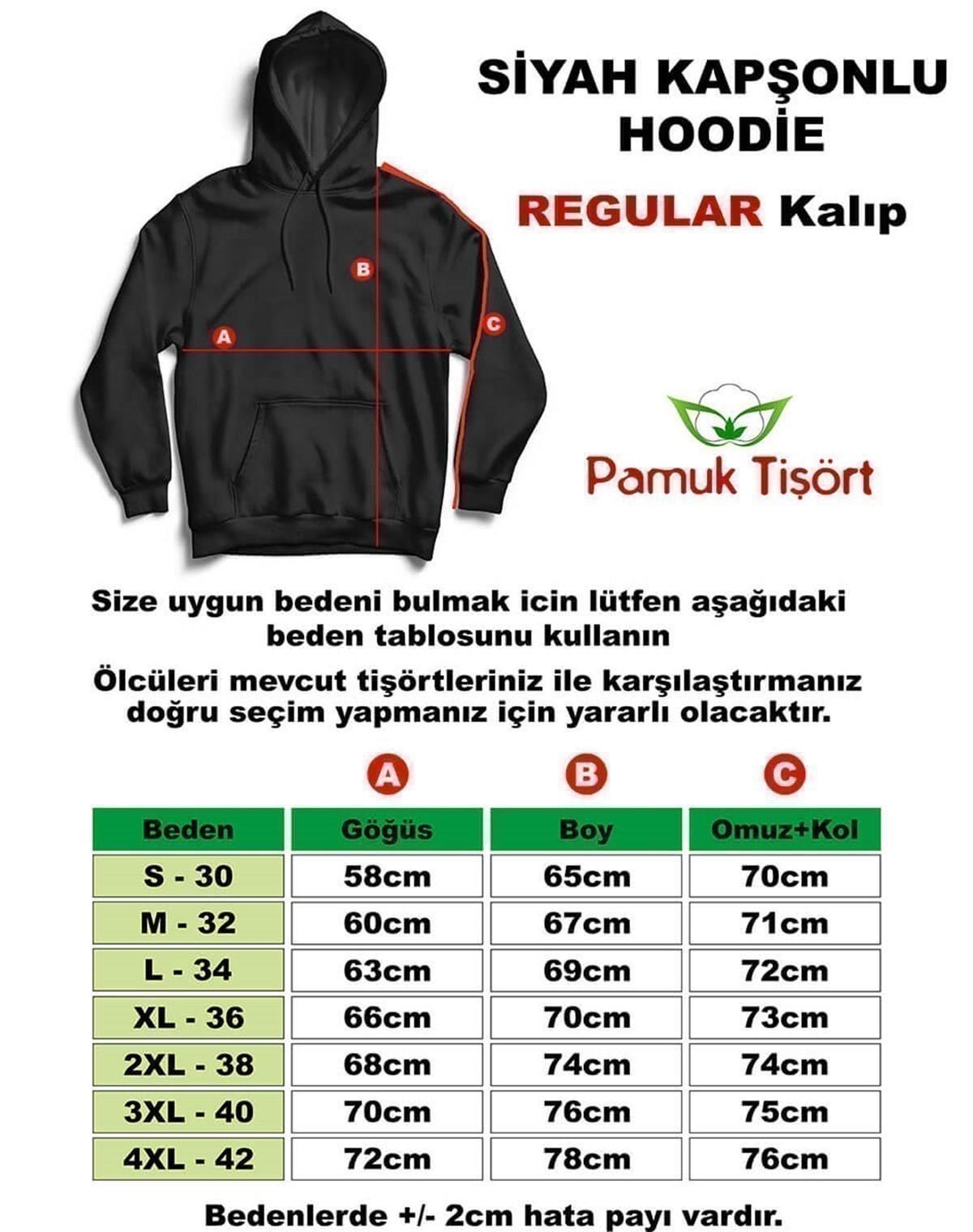 Türk Bayrağı Baskılı Üç iplik Fermuarsız Kapşonlu Hoodie Teknobutik.com'da