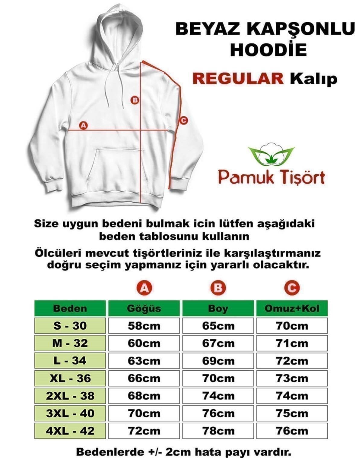 Türk Bayrağı Baskılı Üç iplik Fermuarsız Kapşonlu Hoodie Teknobutik.com'da