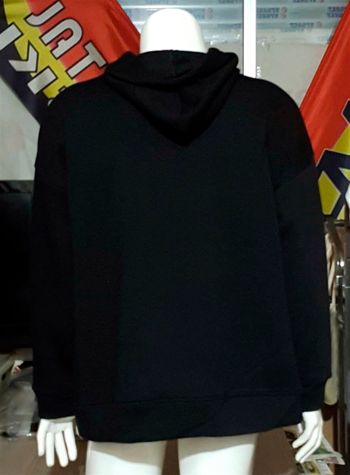 Türk Bayrağı Baskılı Üç iplik Fermuarsız Kapşonlu Hoodie Teknobutik.com'da