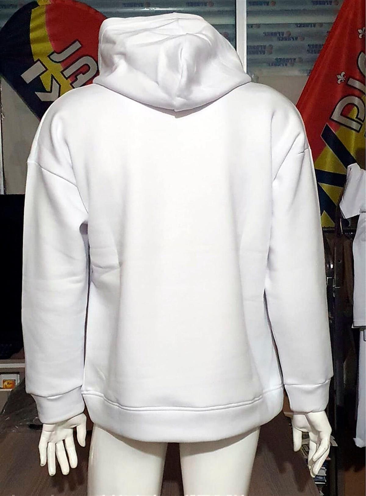 Türk Bayrağı Baskılı Üç iplik Fermuarsız Kapşonlu Hoodie Teknobutik.com'da