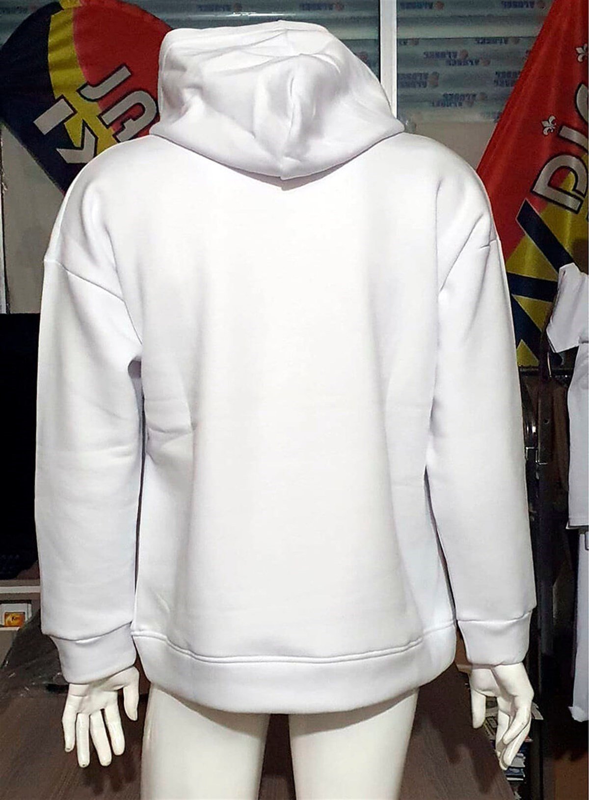Türk Bayrağı Baskılı Üç iplik Fermuarsız Kapşonlu Hoodie Teknobutik.com'da