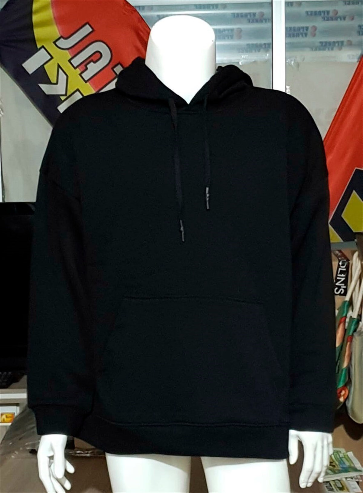 Türk Bayrağı Baskılı Üç iplik Fermuarsız Kapşonlu Hoodie Teknobutik.com'da