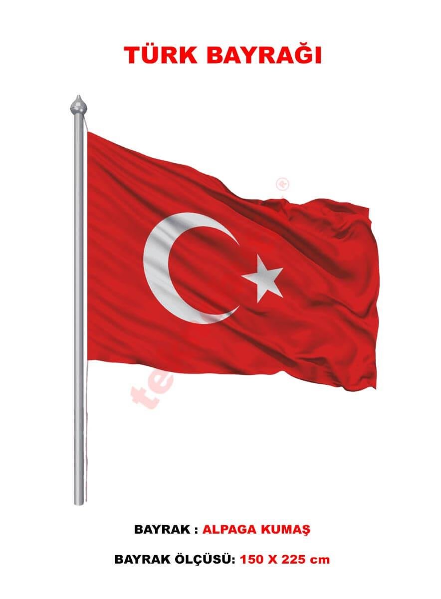 Türk Bayrağı Gerçek Alpaka Kumaştan imal Teknobutik.com'da