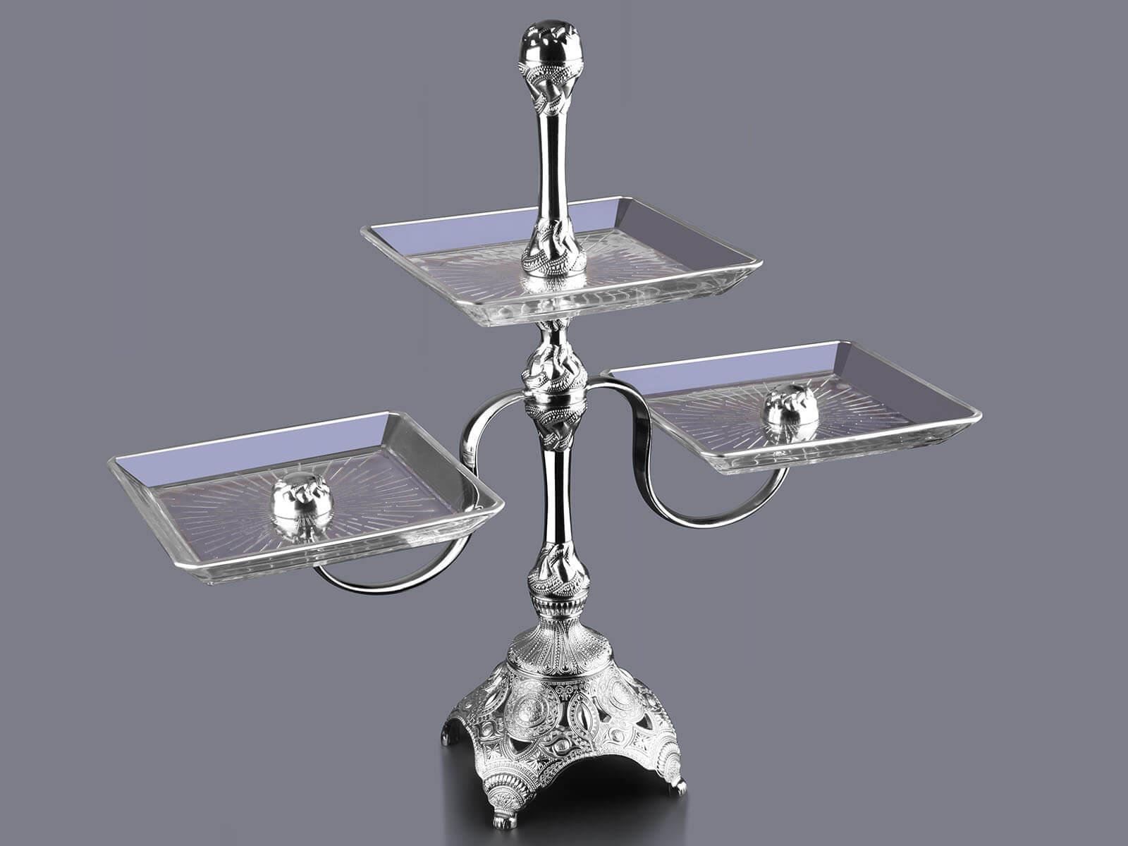 Üçlü Cam Kurabiyelik Tepsisi-Nikel Teknobutik.com'da