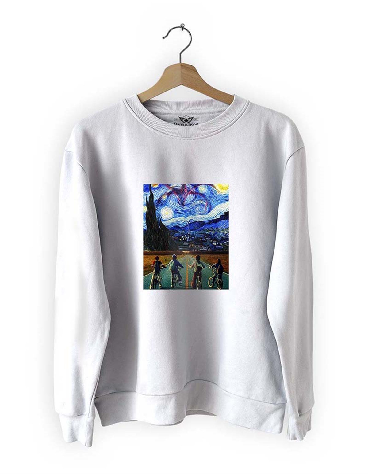 Van Gogh İlistrasyon Basklı Slim Fit Pamuk Sweatshirt