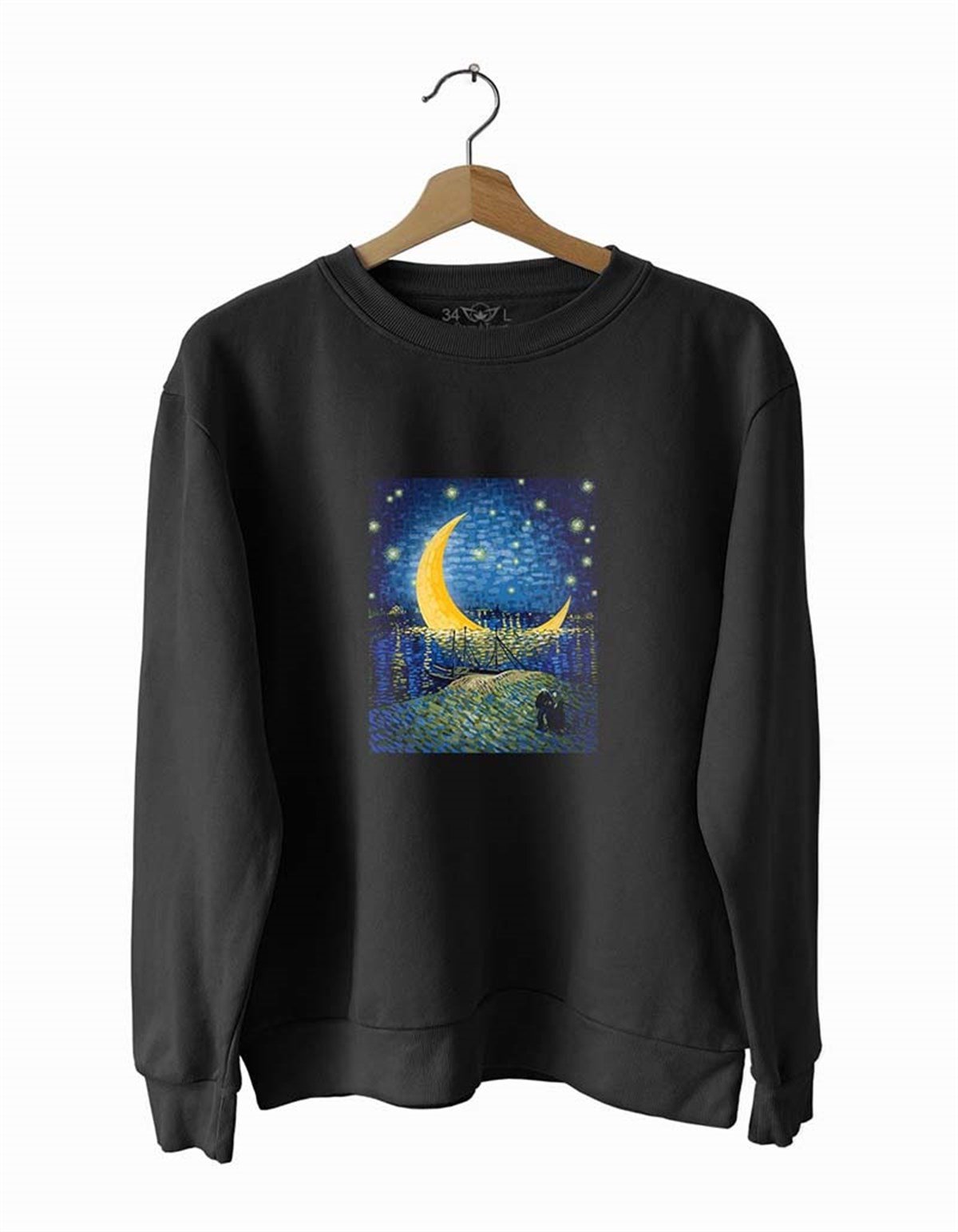 VanGogh İlistrasyon Basklı Slim Fit Pamuk Sweatshirt