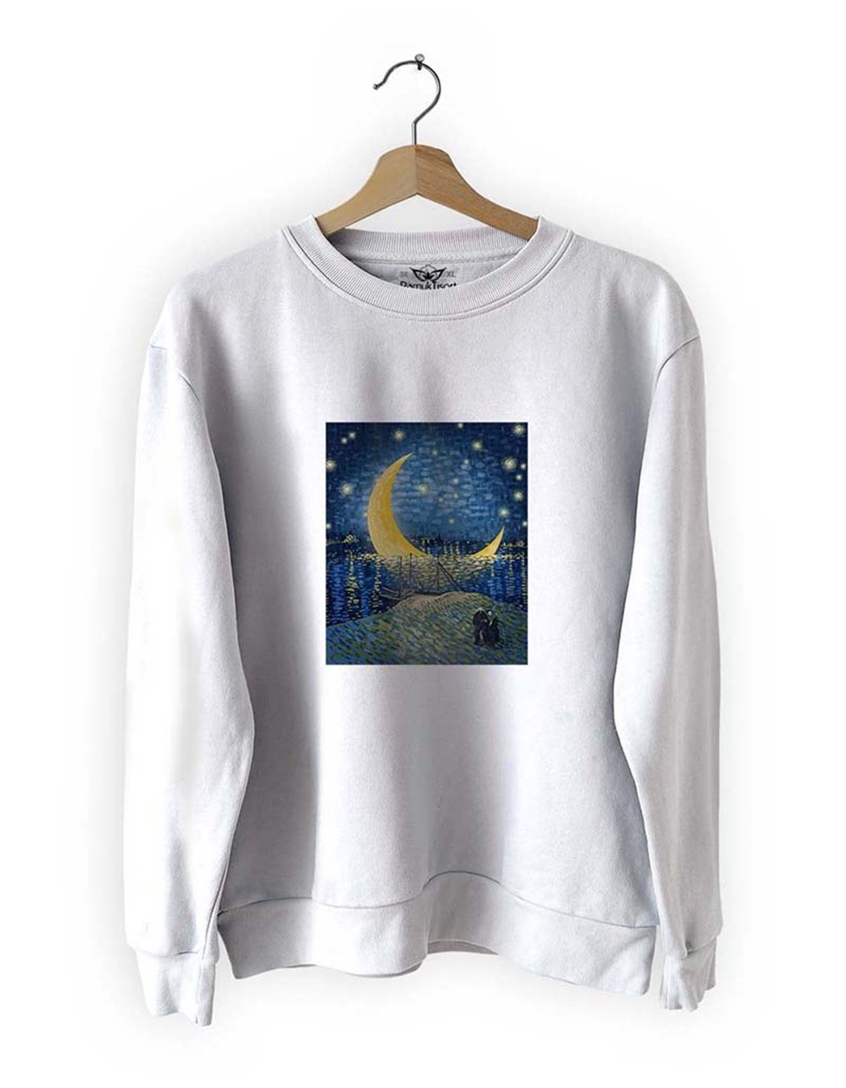 VanGogh İlistrasyon Basklı Slim Fit Pamuk Sweatshirt