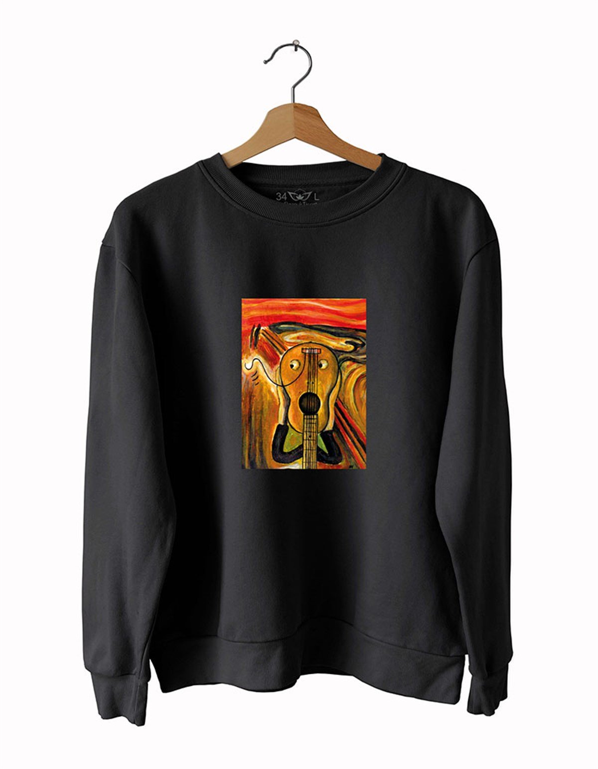 Vengoh Gitar Basklı Slim Fit Pamuk Sweatshirt