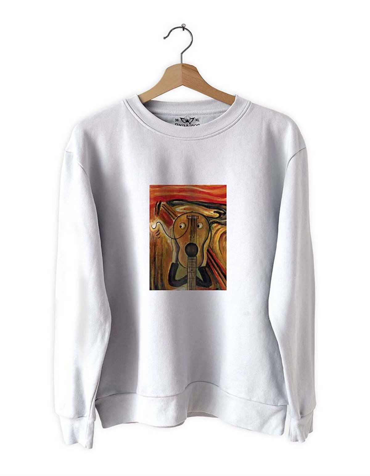 Vengoh Gitar Basklı Slim Fit Pamuk Sweatshirt
