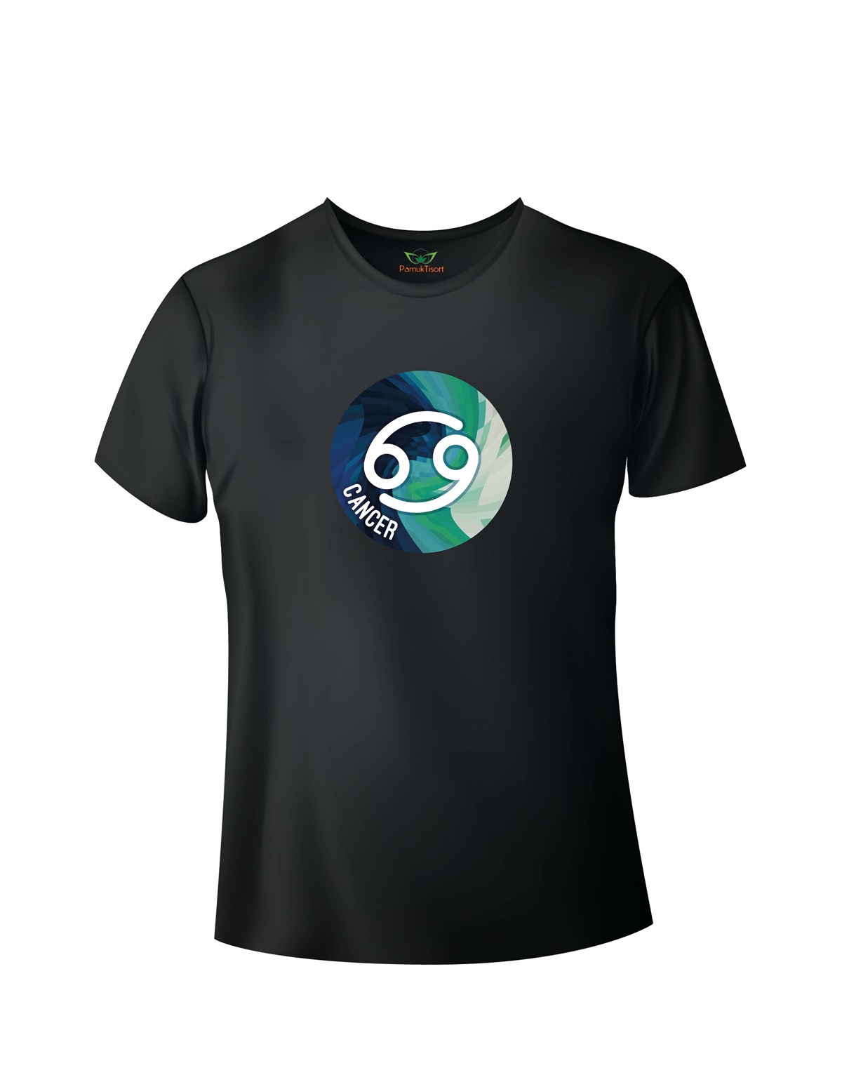 Yengeç Cancer Burcu Baskılı Slim (Dar Kalıp) Bisiklet Yaka T-shirt