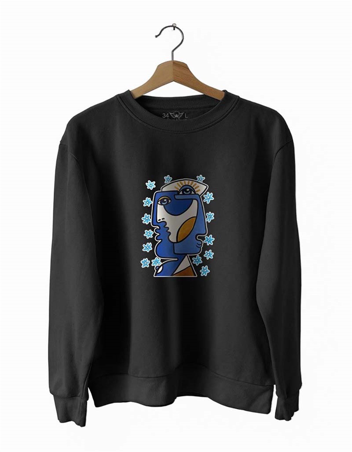 Yüzler 10 Basklı Slim Fit Pamuk Sweatshirt