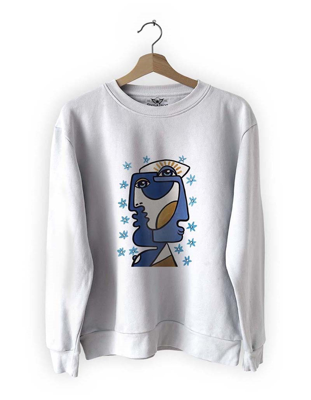 Yüzler 10 Basklı Slim Fit Pamuk Sweatshirt