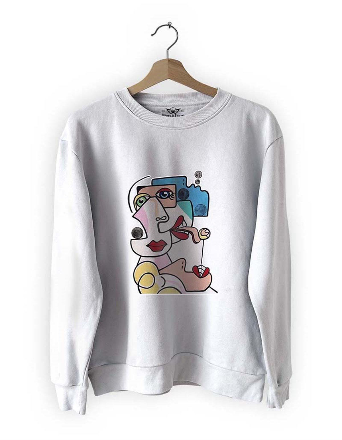 Yüzler 11 Basklı Slim Fit Pamuk Sweatshirt