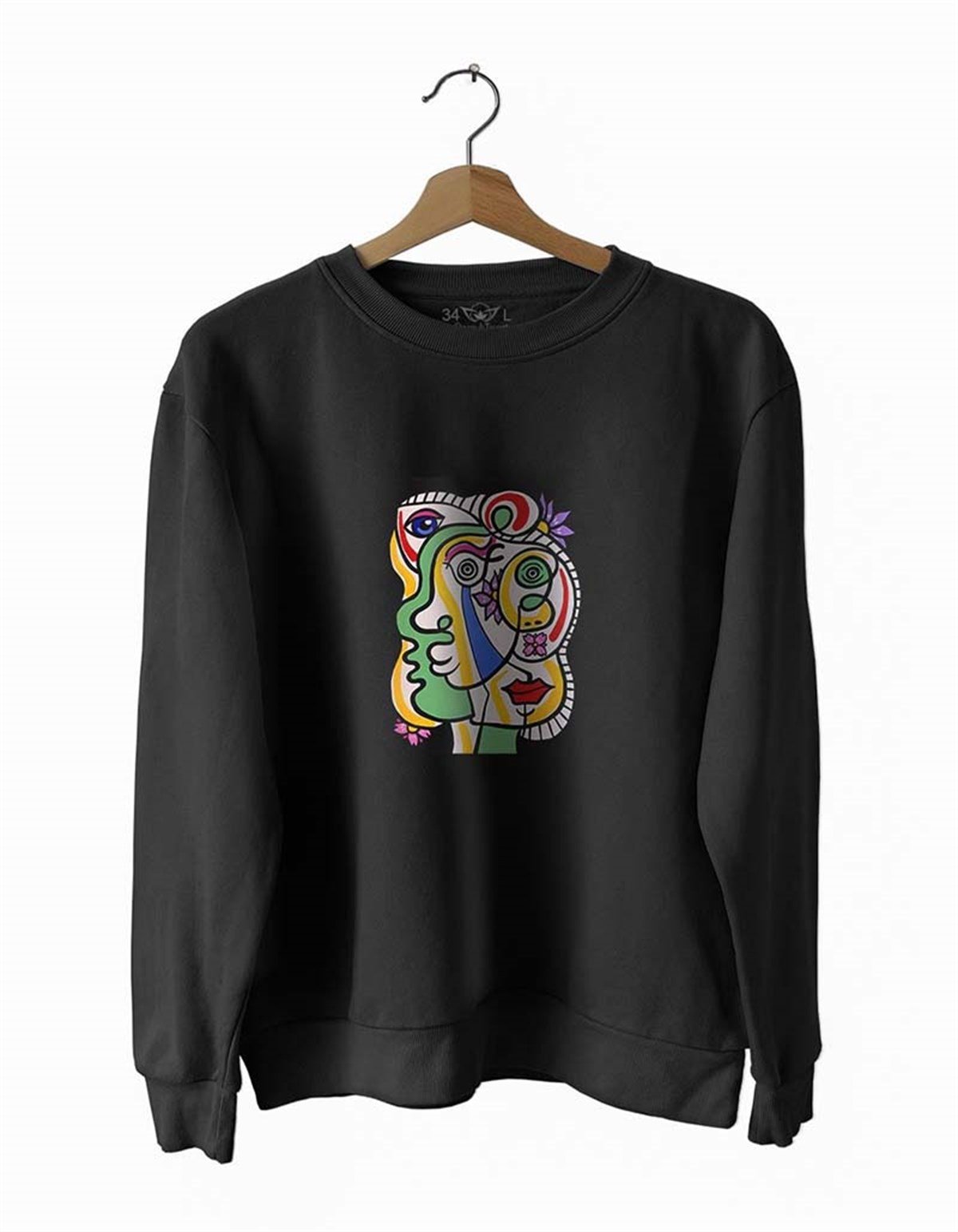 Yüzler 16 Basklı Slim Fit Pamuk Sweatshirt