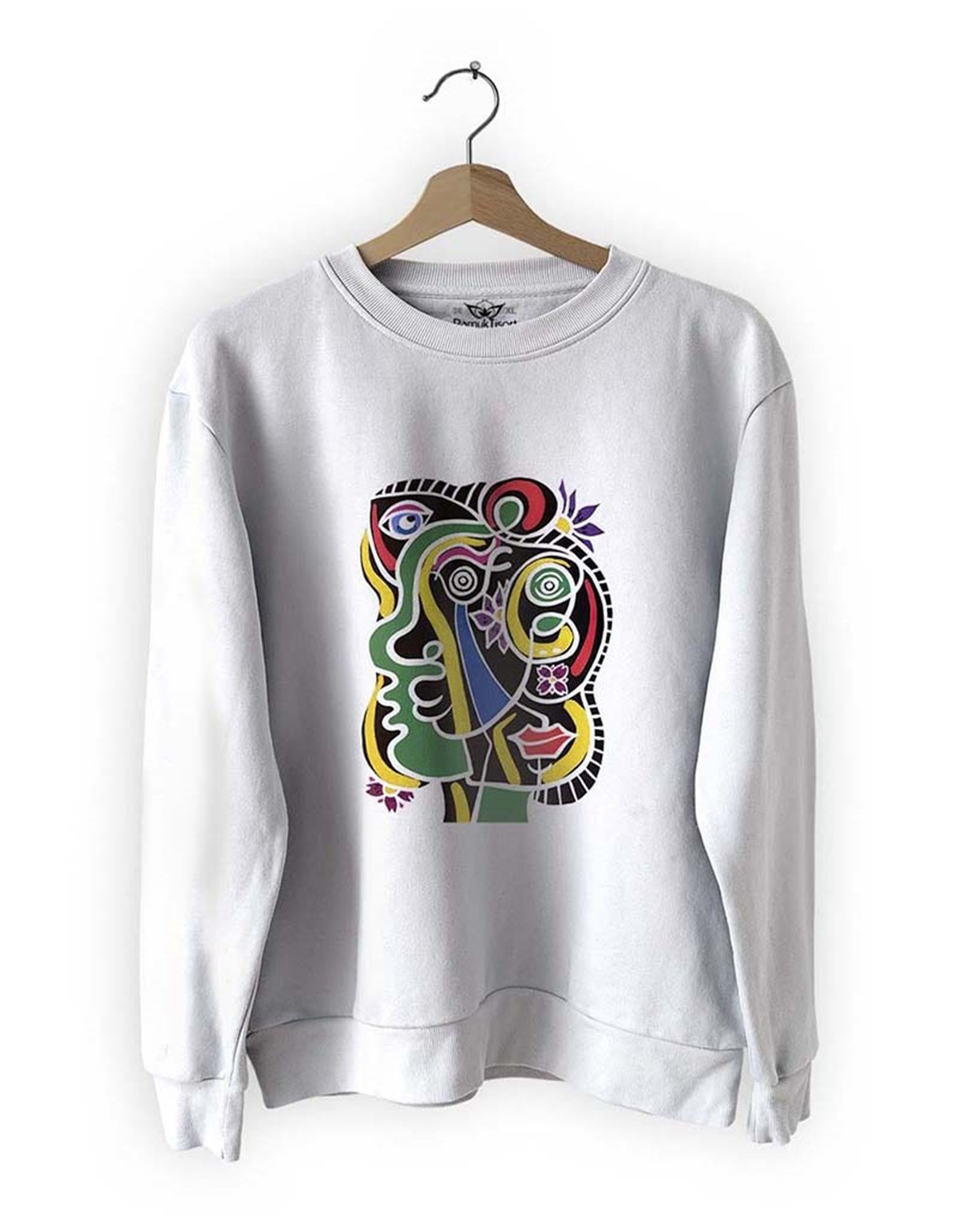 Yüzler 16 Basklı Slim Fit Pamuk Sweatshirt