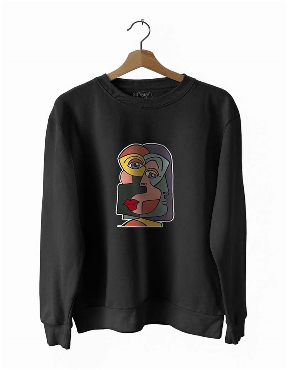 Yüzler 18 Basklı Slim Fit Pamuk Sweatshirt