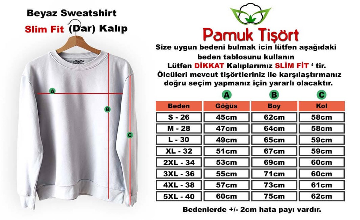 Yüzler 6 Basklı Slim Fit Pamuk Sweatshirt