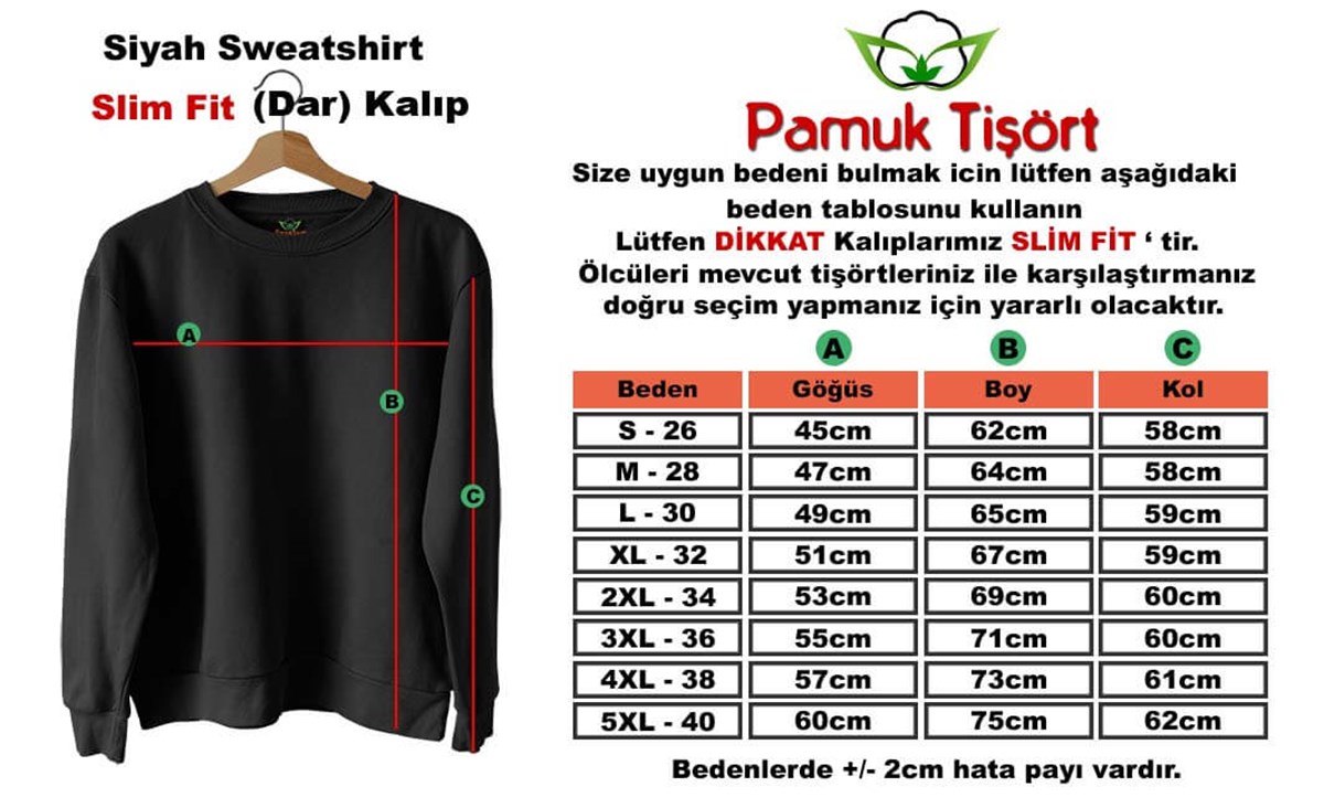 Yüzler 6 Basklı Slim Fit Pamuk Sweatshirt