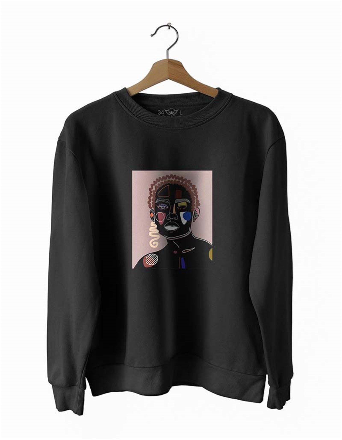 Yüzler3 Basklı Slim Fit Pamuk Sweatshirt