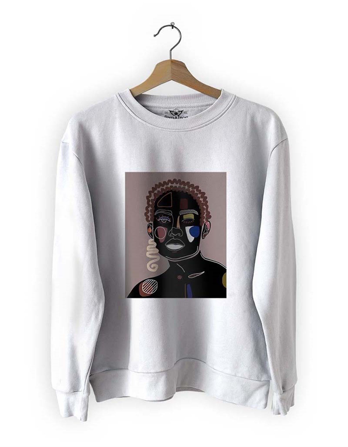 Yüzler3 Basklı Slim Fit Pamuk Sweatshirt