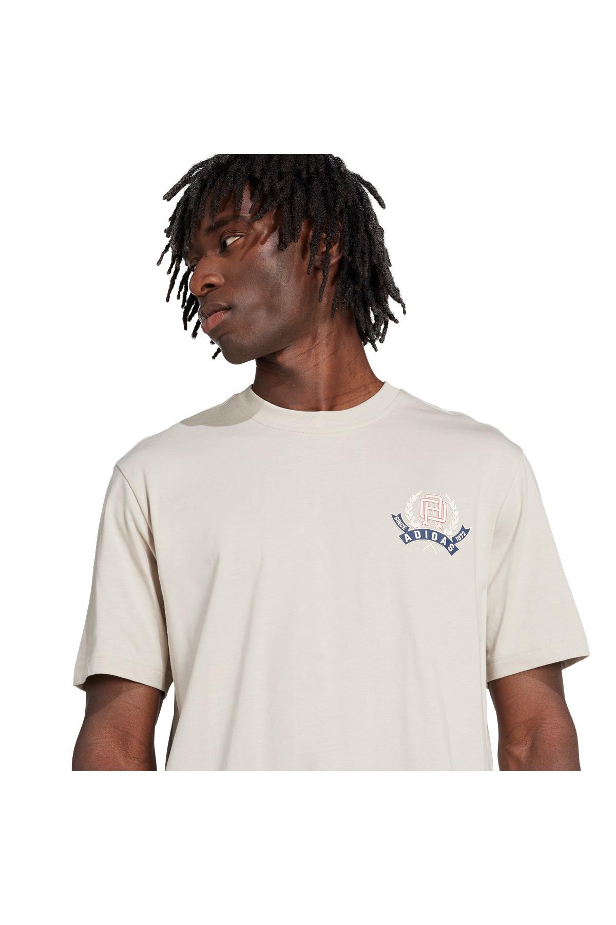 adidas Erkek  Bej  T-shirt GRAPHIC LO SS T JX8157