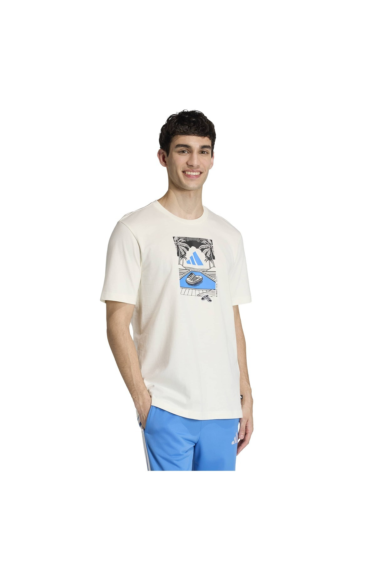 adidas Erkek Beyaz  T-shirt M S SLIDE RX T JZ5001