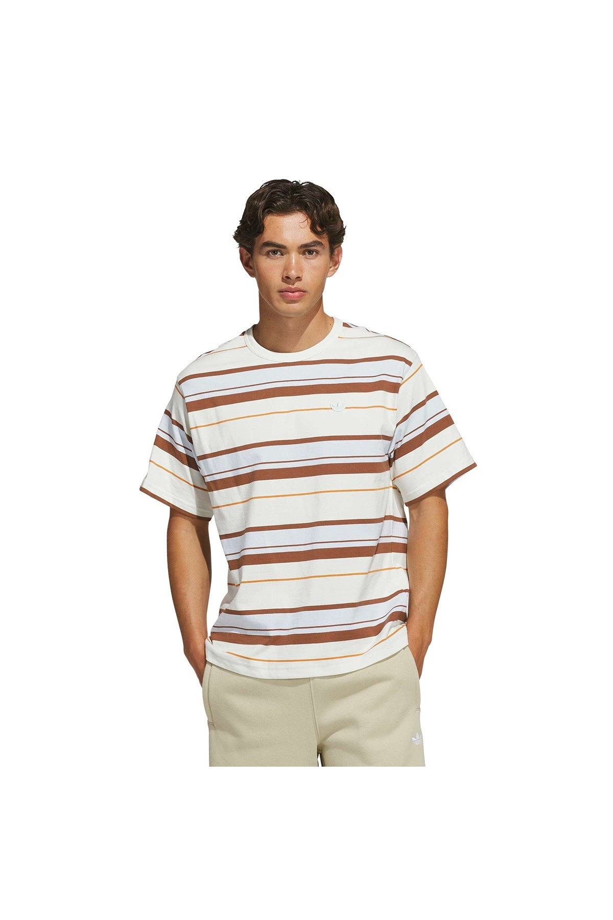 adidas Erkek  Beyaz  T-shirt STRIPE TEE KX1267