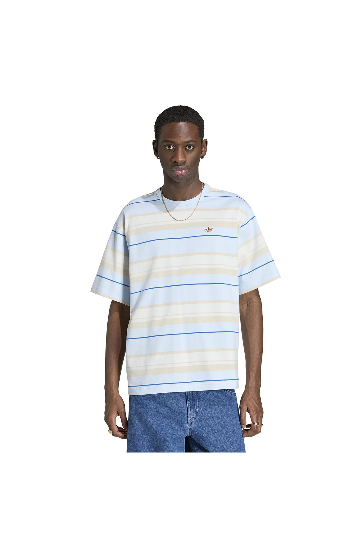 adidas Erkek  Mavi  T-shirt STRIPE TEE KX1268