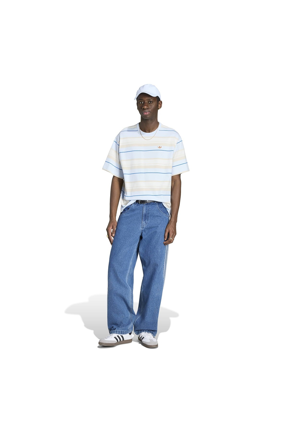 adidas Erkek  Mavi  T-shirt STRIPE TEE KX1268