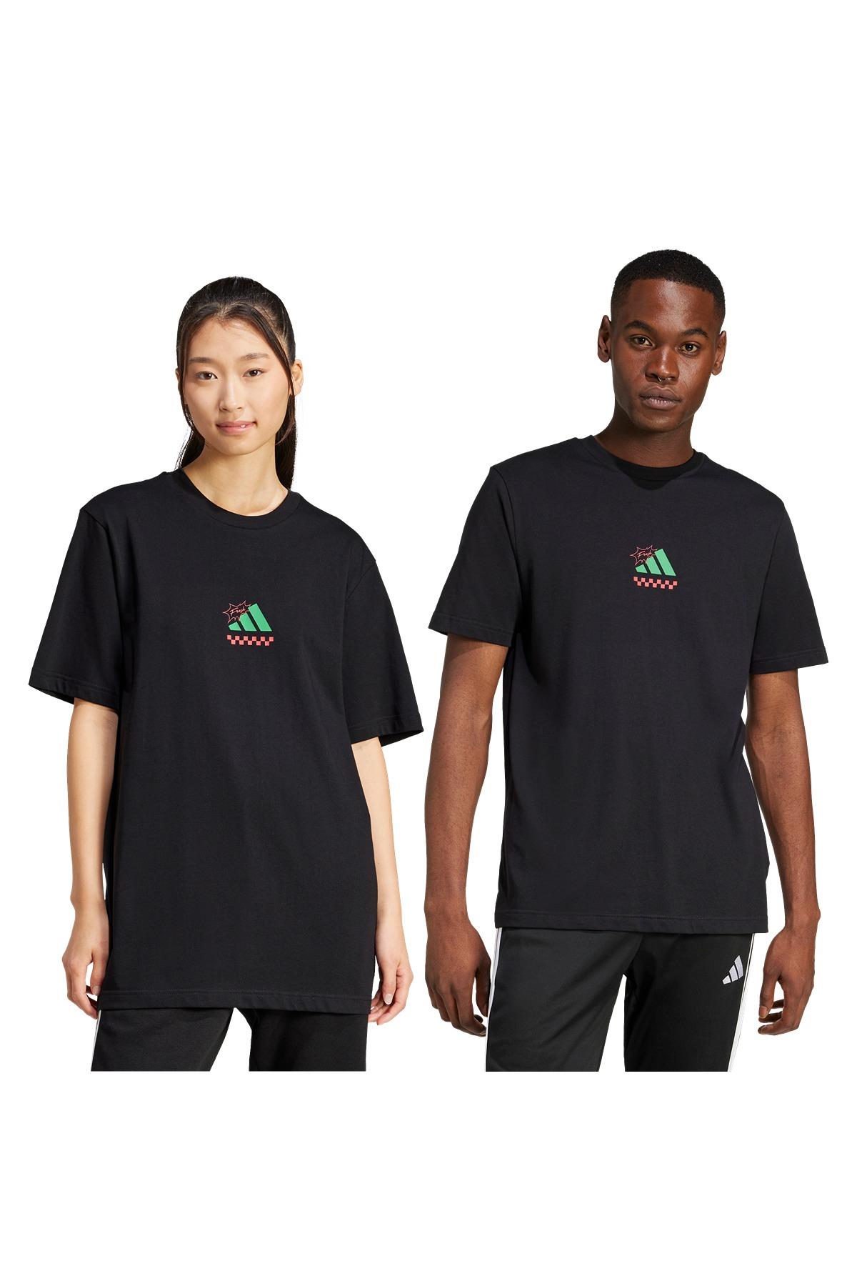 adidas Erkek  Siyah  T-Shirt M L PIZZA TEE JM0347