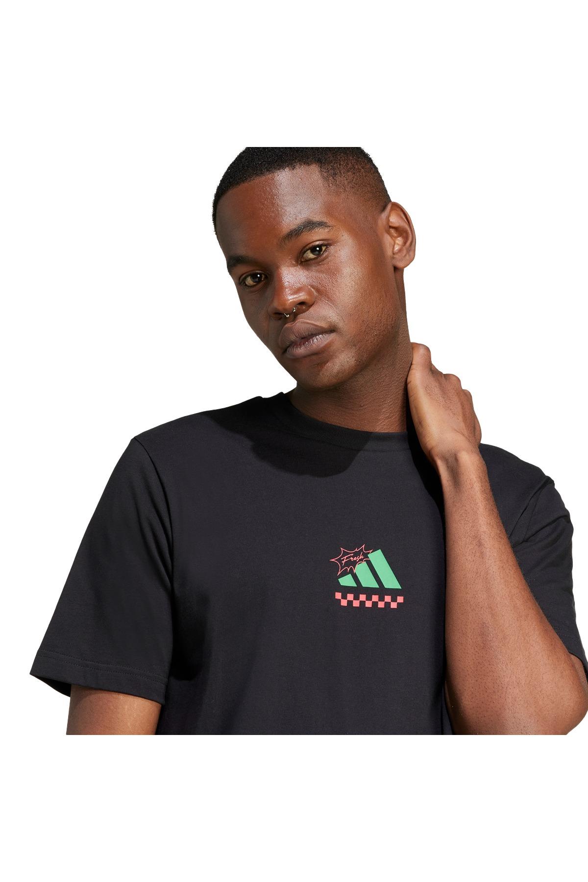 adidas Erkek  Siyah  T-Shirt M L PIZZA TEE JM0347