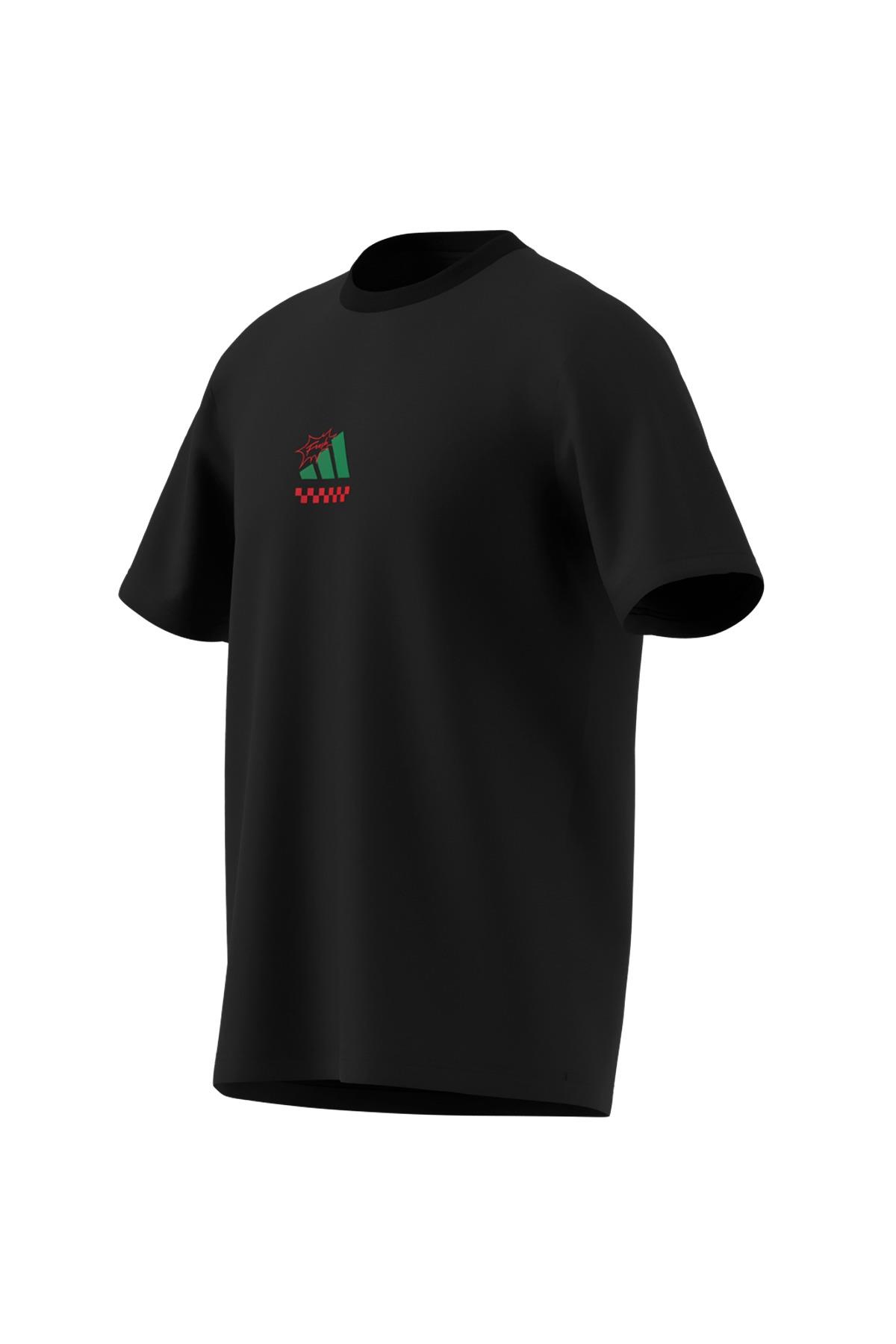 adidas Erkek  Siyah  T-Shirt M L PIZZA TEE JM0347