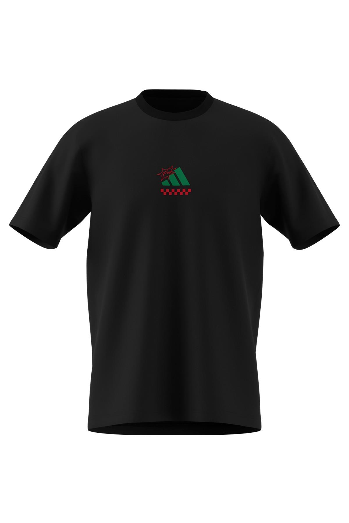 adidas Erkek  Siyah  T-Shirt M L PIZZA TEE JM0347