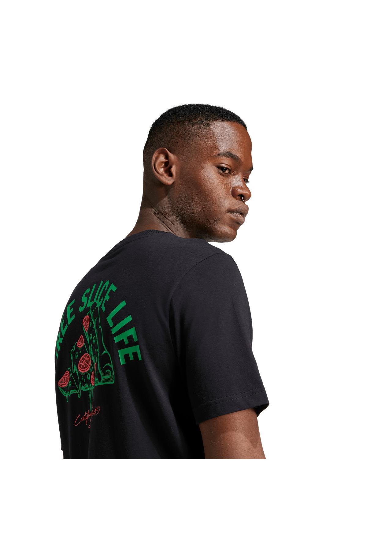 adidas Erkek  Siyah  T-Shirt M L PIZZA TEE JM0347