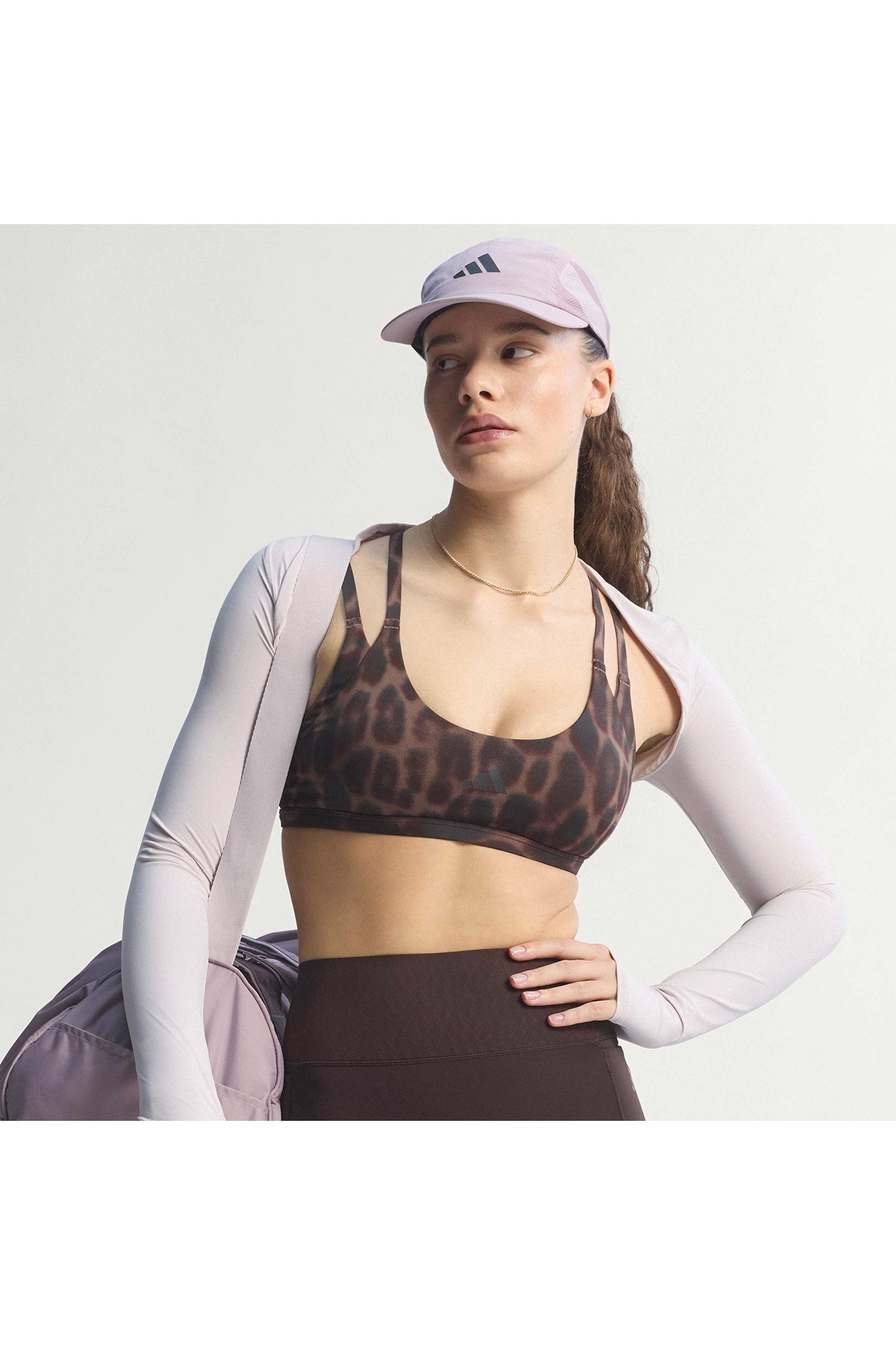 adidas OPT AOP LS B Kadın  Kahverengi  Sporcu Sütyeni KF5702