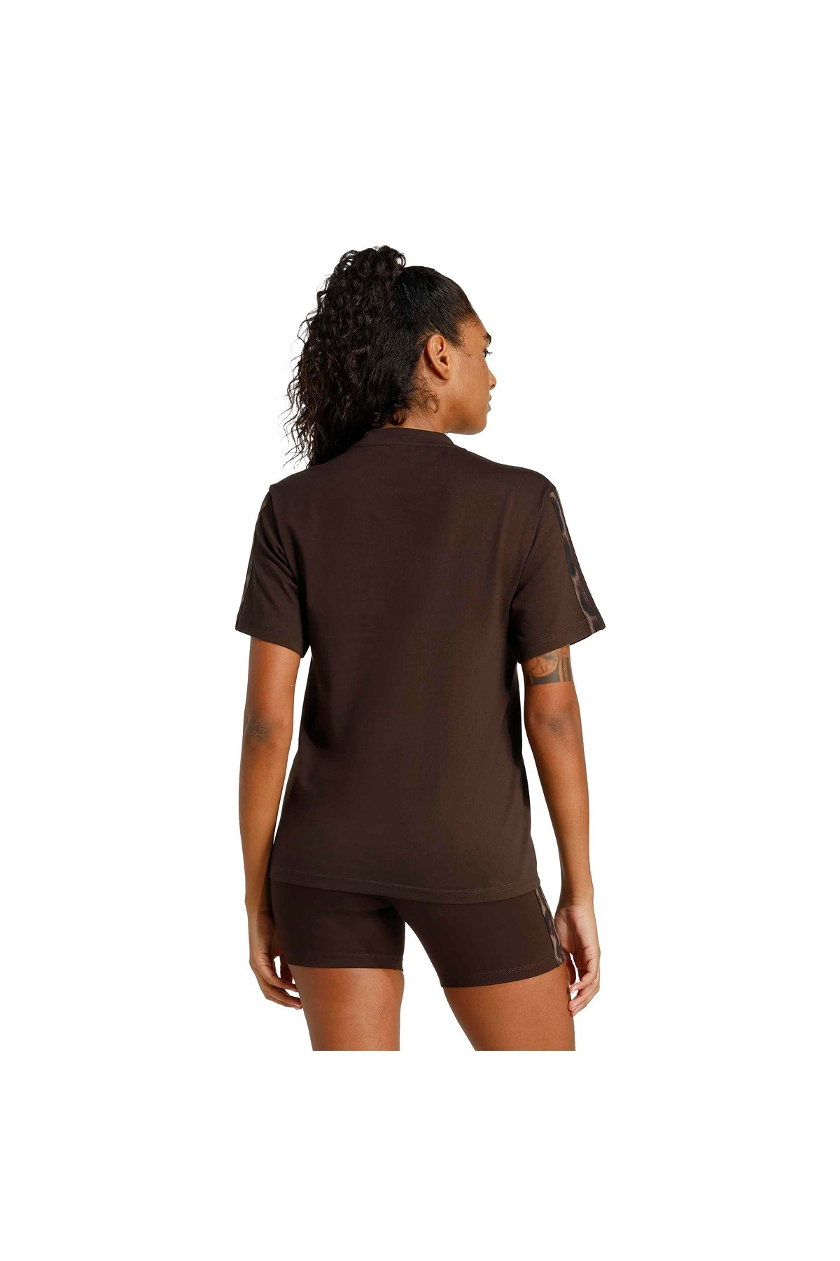 adidas W AOP 3S T INF Kahverengi Kadın   T-shirt KE8830
