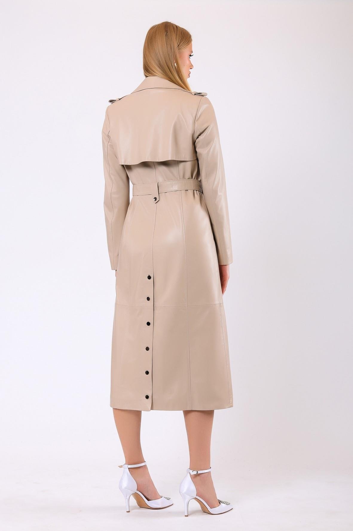 Bej Celine Hakiki Deri Trench KabanKaban