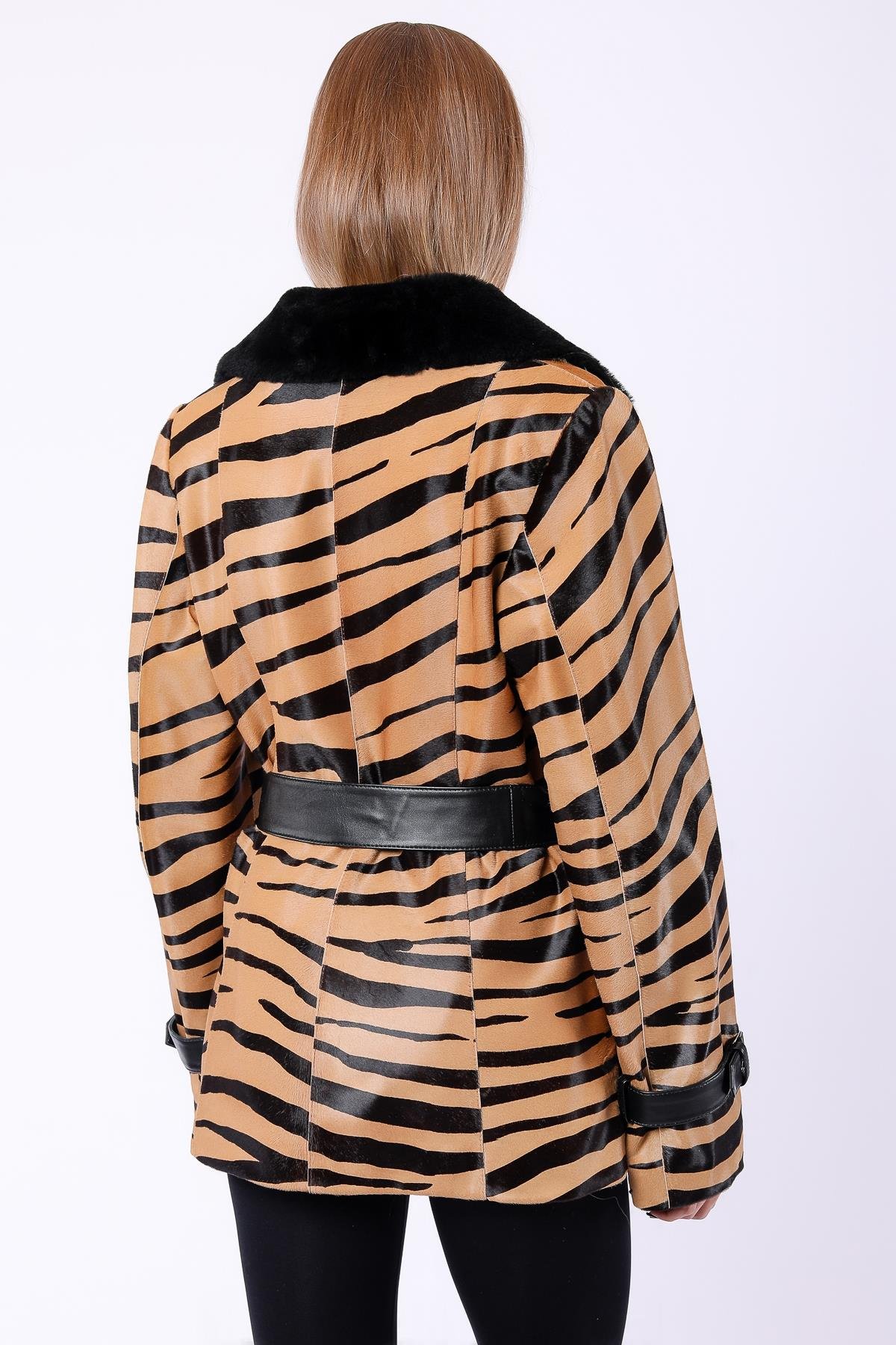 Camel Kahve Tiger Hakiki Kürk KabanKaban