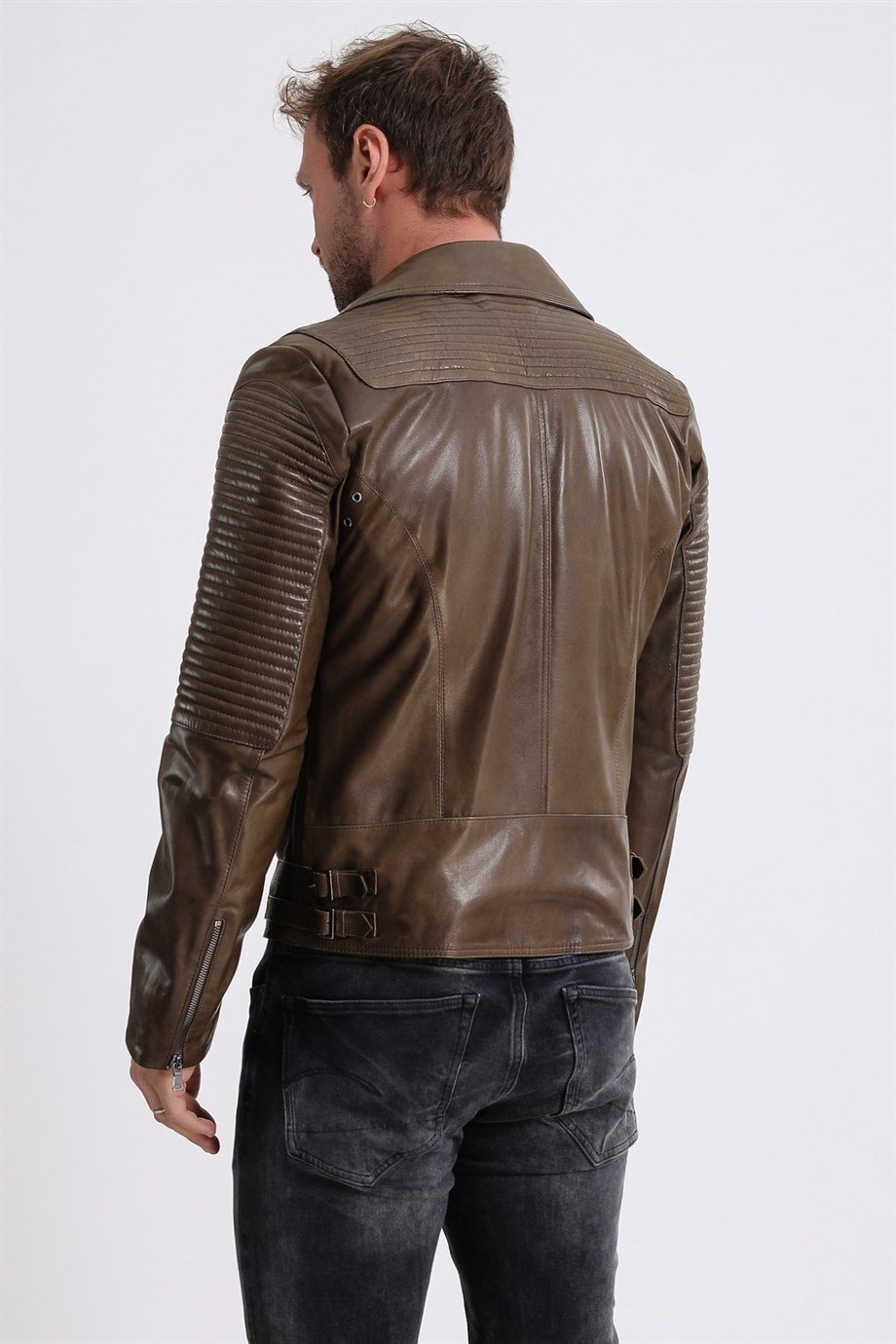 Haki Biker Deri CeketCeket
