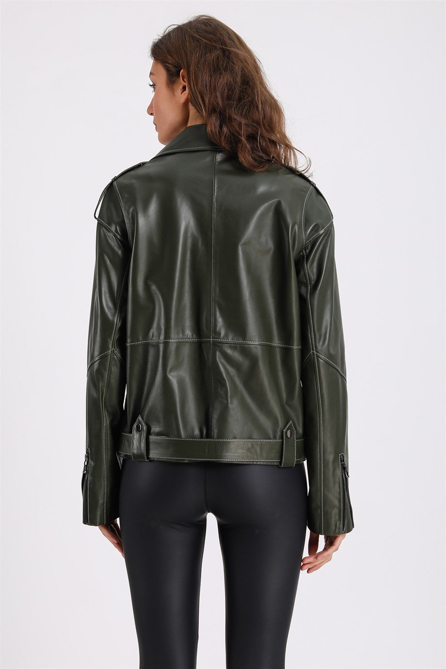 Haki Oversize Deri CeketCeket
