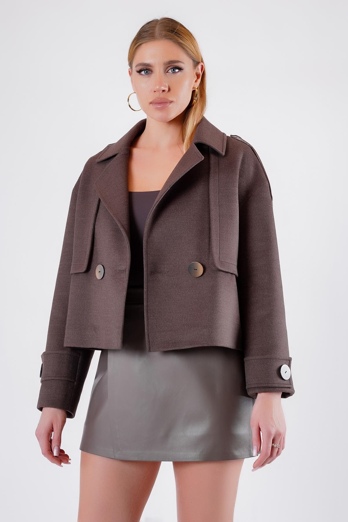 Kahve Oversize Hakiki Kaşmir KabanKaban