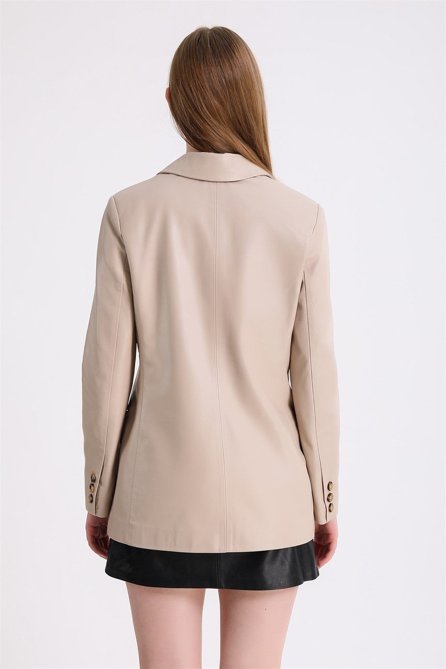 Krem Blazer Deri CeketCeket